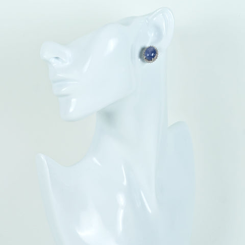 【中古】K18WG STAR SAPPHIRE EARRING スターサファイアピアス SS10.30ct × 2 D0.90ct 9.1g