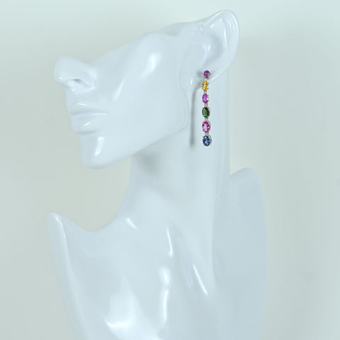 Pre-owned 18K White Gold Sapphire Earrings, Fancy Color Sapphire, 8.50ct, 0.16ct, Certificate of Authenticity, 6.7g 