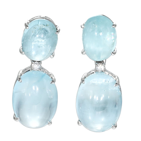 【中古】K18WG AQUAMARINE EARRINGS アクアマリンピアス AQ28.10ct D0.08ct 9.9g