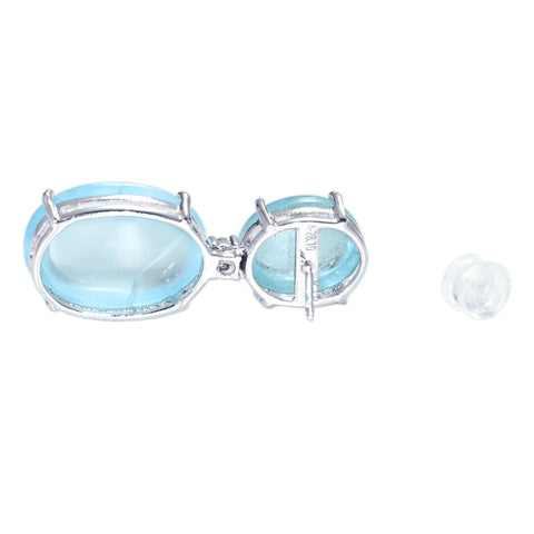 【中古】K18WG AQUAMARINE EARRINGS アクアマリンピアス AQ28.10ct D0.08ct 9.9g