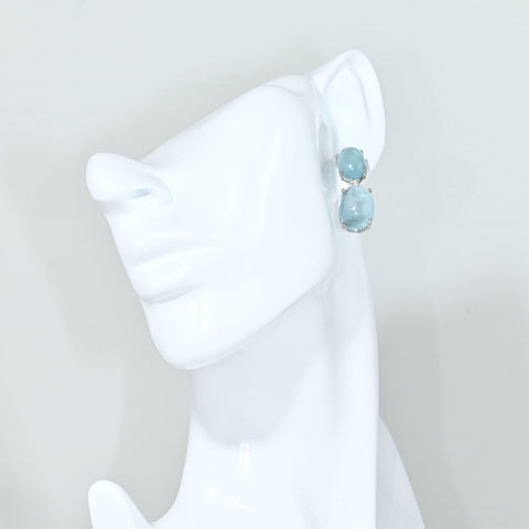 【中古】K18WG AQUAMARINE EARRINGS アクアマリンピアス AQ28.10ct D0.08ct 9.9g