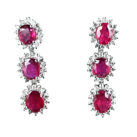 【中古】K18WG RUBY EARRINGS ルビーピアス R4.97ct D0.79ct 6.8g