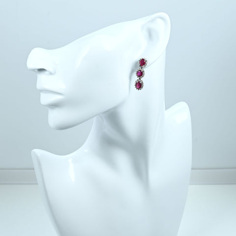 【中古】K18WG RUBY EARRINGS ルビーピアス R4.97ct D0.79ct 6.8g