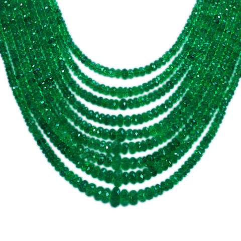 【中古】K14YG EMERALD NECKLACE エメラルド9連ネックレス 76.5g