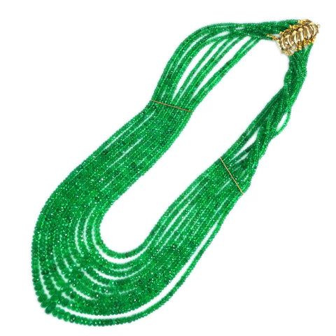 【中古】K14YG EMERALD NECKLACE エメラルド9連ネックレス 76.5g