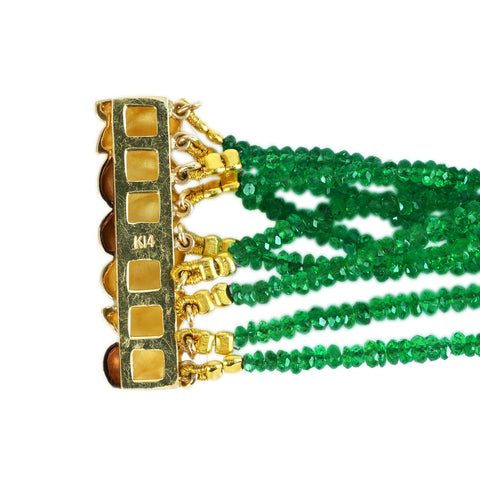 【中古】K14YG EMERALD NECKLACE エメラルド9連ネックレス 76.5g