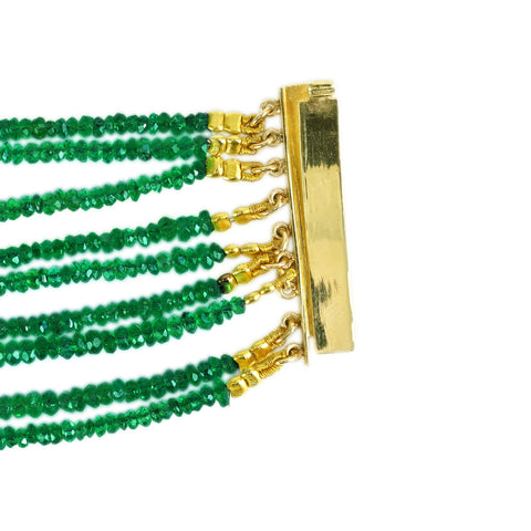 【中古】K14YG EMERALD NECKLACE エメラルド9連ネックレス 76.5g