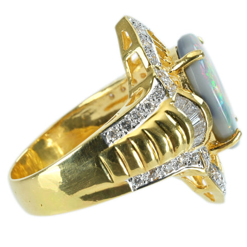 [Pre-owned] K18YG OPAL RING Semi-black opal ring 8.1g #12.5 