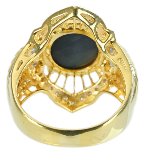 [Pre-owned] K18YG OPAL RING Semi-black opal ring 8.1g #12.5 
