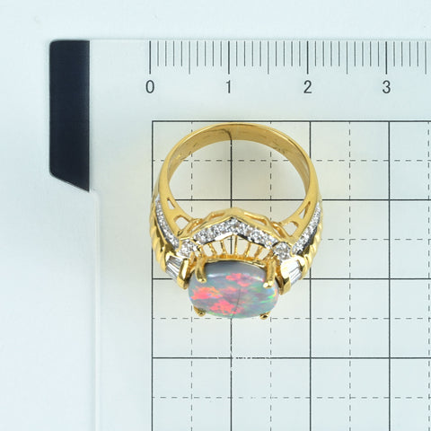[Pre-owned] K18YG OPAL RING Semi-black opal ring 8.1g #12.5 