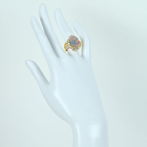 [Pre-owned] K18YG OPAL RING Semi-black opal ring 8.1g #12.5 