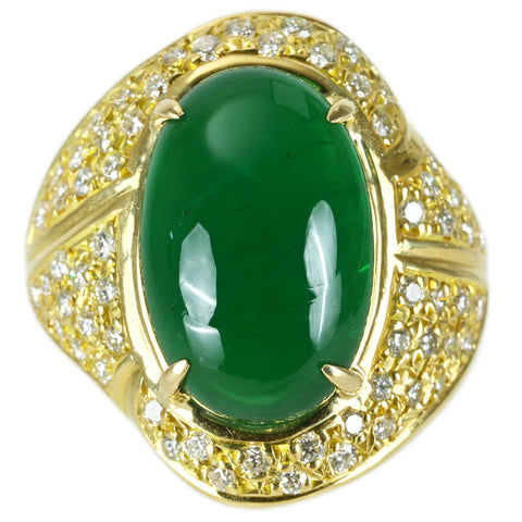 【中古】K18YG EMERALD RING エメラルドリング E11.28ct D0.92ct 日宝協ソーティング 18.8g #13