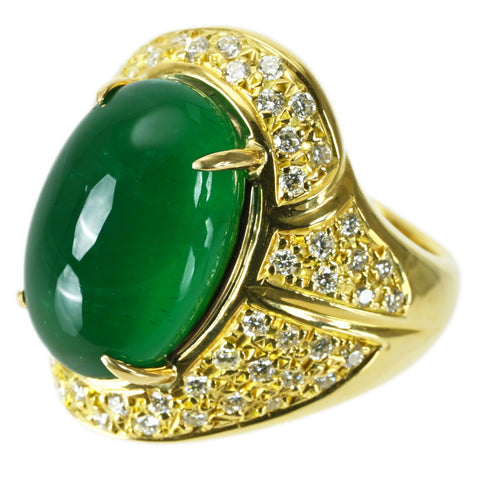 【中古】K18YG EMERALD RING エメラルドリング E11.28ct D0.92ct 日宝協ソーティング 18.8g #13