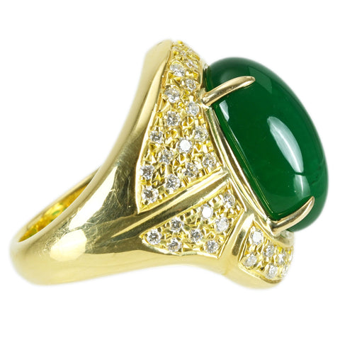 【中古】K18YG EMERALD RING エメラルドリング E11.28ct D0.92ct 日宝協ソーティング 18.8g #13