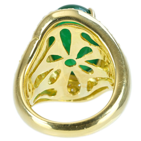 【中古】K18YG EMERALD RING エメラルドリング E11.28ct D0.92ct 日宝協ソーティング 18.8g #13