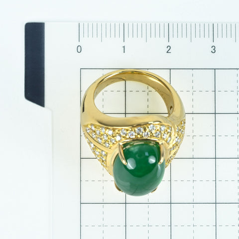 【中古】K18YG EMERALD RING エメラルドリング E11.28ct D0.92ct 日宝協ソーティング 18.8g #13