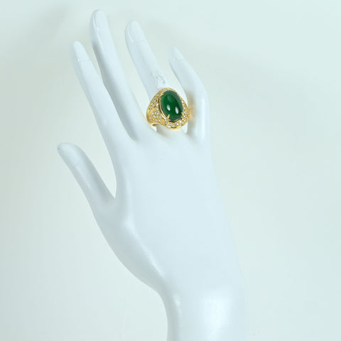 【中古】K18YG EMERALD RING エメラルドリング E11.28ct D0.92ct 日宝協ソーティング 18.8g #13
