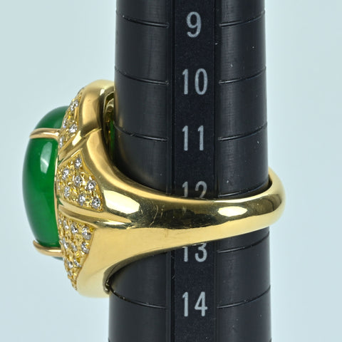 【中古】K18YG EMERALD RING エメラルドリング E11.28ct D0.92ct 日宝協ソーティング 18.8g #13