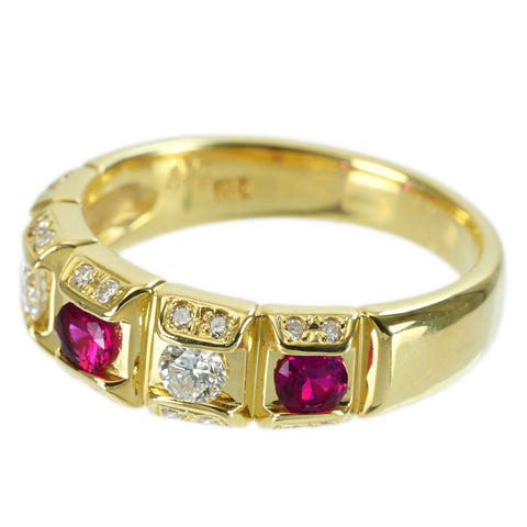 【中古】K18YG RUBY RING ルビーリング R0.37ct D0.32ct 5.2g #12