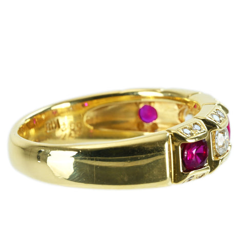 【中古】K18YG RUBY RING ルビーリング R0.37ct D0.32ct 5.2g #12