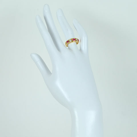 【中古】K18YG RUBY RING ルビーリング R0.37ct D0.32ct 5.2g #12