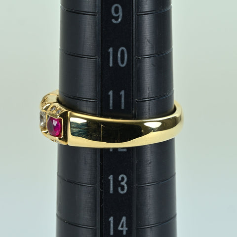 【中古】K18YG RUBY RING ルビーリング R0.37ct D0.32ct 5.2g #12