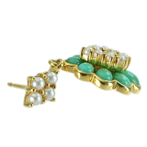 【中古】K18YG TURQUOISE PEARL EARRING ターコイズ・パールピアス T1.2ct D0.02ct 4.8g