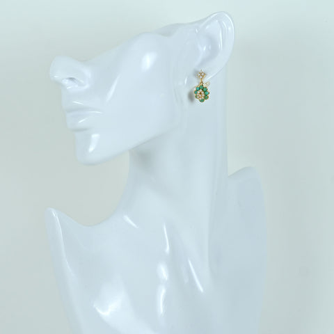 【中古】K18YG TURQUOISE PEARL EARRING ターコイズ・パールピアス T1.2ct D0.02ct 4.8g