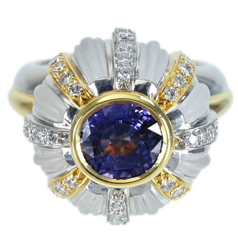【中古】JEWEL STUDIOジュエルスタジオ K18/PT900/QUARTZ SAPPHIRE RING ヴァイオレットサファイアリング S2.94ct D0.93ct ソーティング 25.3g ＃12 ONE PRICE