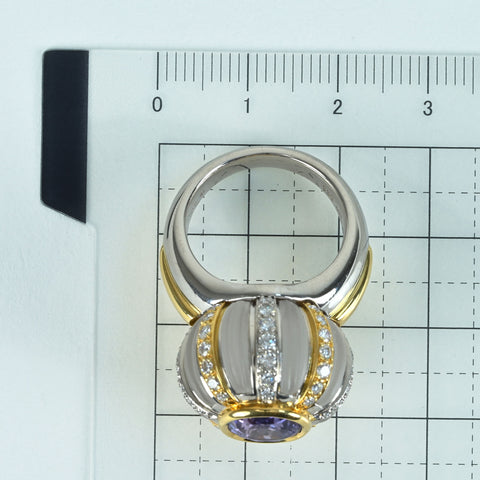 【中古】JEWEL STUDIOジュエルスタジオ K18/PT900/QUARTZ SAPPHIRE RING ヴァイオレットサファイアリング S2.94ct D0.93ct ソーティング 25.3g ＃12 ONE PRICE