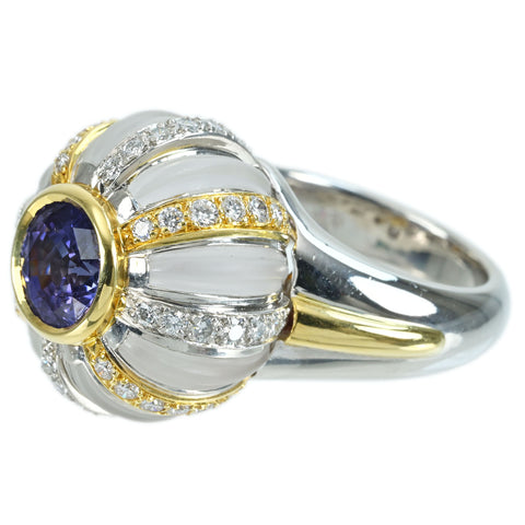 【中古】JEWEL STUDIOジュエルスタジオ K18/PT900/QUARTZ SAPPHIRE RING ヴァイオレットサファイアリング S2.94ct D0.93ct ソーティング 25.3g ＃12 ONE PRICE