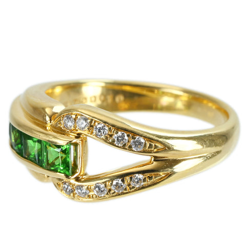 【中古】POLA ポーラ K18YG GREEN GARNET RING グリーンガーネットリング G0.85ct D0.10ct 7.0g #13.5 ONE PRICE
