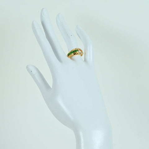 【中古】POLA ポーラ K18YG GREEN GARNET RING グリーンガーネットリング G0.85ct D0.10ct 7.0g #13.5 ONE PRICE