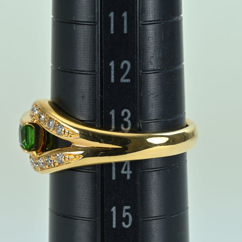 【中古】POLA ポーラ K18YG GREEN GARNET RING グリーンガーネットリング G0.85ct D0.10ct 7.0g #13.5 ONE PRICE