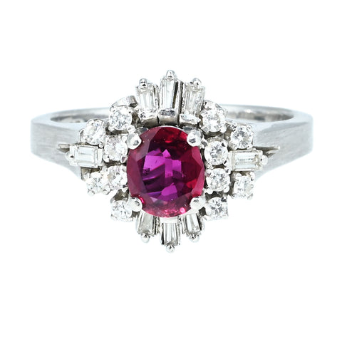 【中古】PT900 RUBY RING ルビーリング R0.52ct D0.34ct 6.3g #12