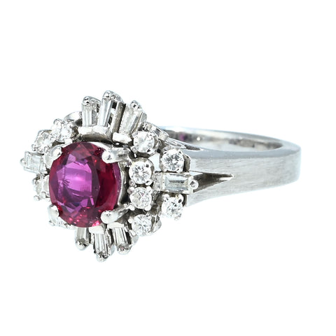 【中古】PT900 RUBY RING ルビーリング R0.52ct D0.34ct 6.3g #12