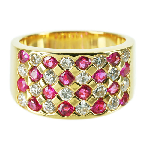 【中古】K18YG RUBY RING ルビーリング R1.33ct D0.89ct 11.0g #13