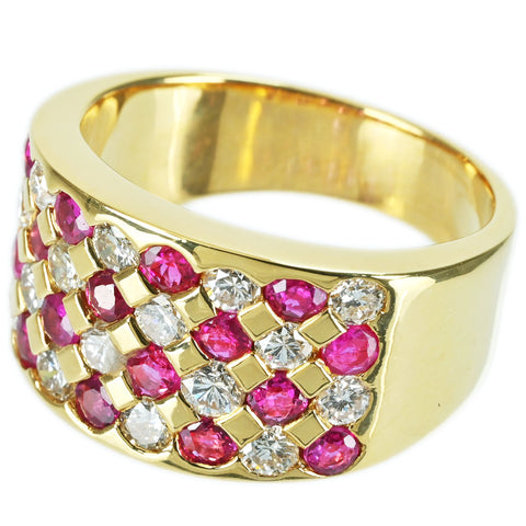 【中古】K18YG RUBY RING ルビーリング R1.33ct D0.89ct 11.0g #13