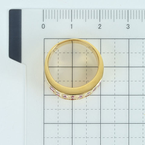 【中古】K18YG RUBY RING ルビーリング R1.33ct D0.89ct 11.0g #13