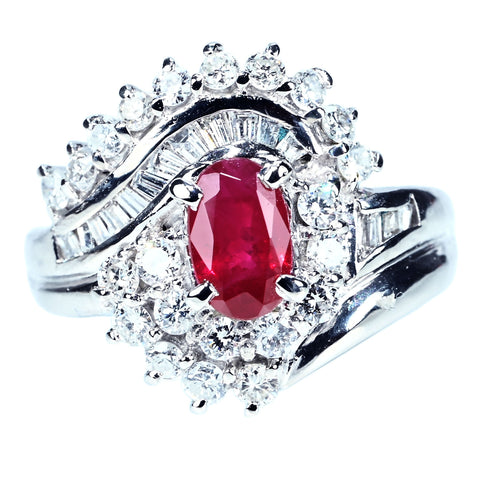 【中古】PT900 RUBY RING ルビーリング R1.00ct D0.92ct 8.6g #12