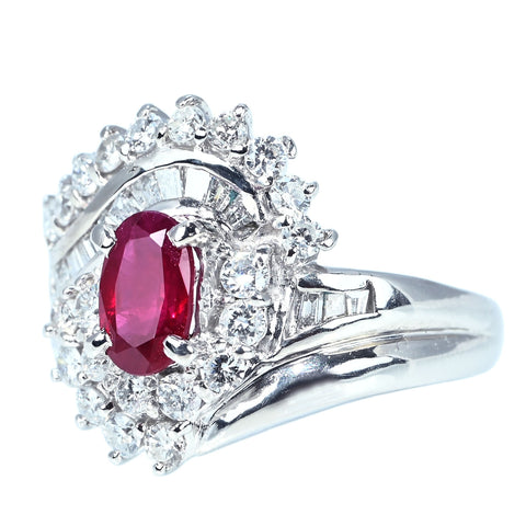 【中古】PT900 RUBY RING ルビーリング R1.00ct D0.92ct 8.6g #12