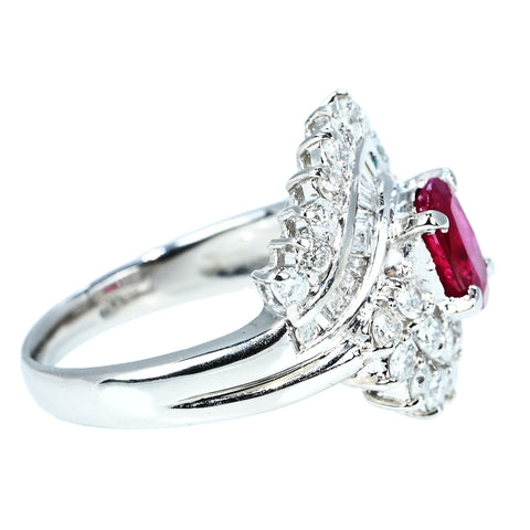 【中古】PT900 RUBY RING ルビーリング R1.00ct D0.92ct 8.6g #12