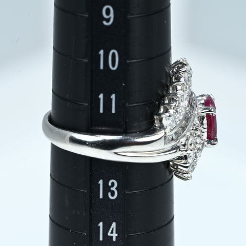 【中古】PT900 RUBY RING ルビーリング R1.00ct D0.92ct 8.6g #12