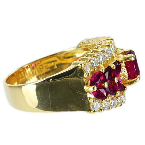 【中古】K18YG RUBY RING ルビーリング R1.08ct R1.28ct D0.80ct 8.2g #12