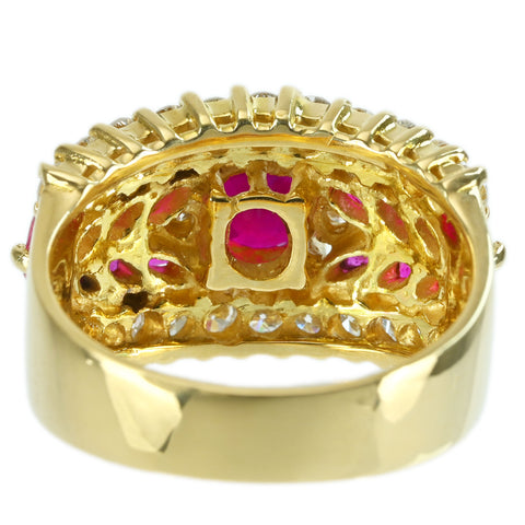 【中古】K18YG RUBY RING ルビーリング R1.08ct R1.28ct D0.80ct 8.2g #12