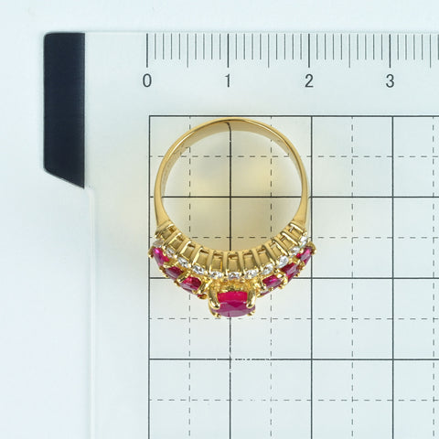 【中古】K18YG RUBY RING ルビーリング R1.08ct R1.28ct D0.80ct 8.2g #12