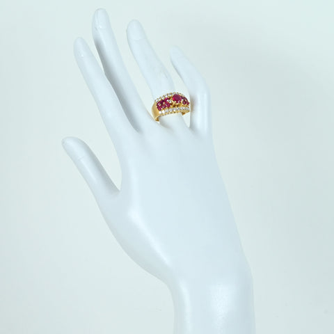 【中古】K18YG RUBY RING ルビーリング R1.08ct R1.28ct D0.80ct 8.2g #12