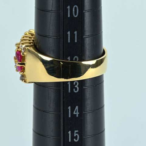 【中古】K18YG RUBY RING ルビーリング R1.08ct R1.28ct D0.80ct 8.2g #12