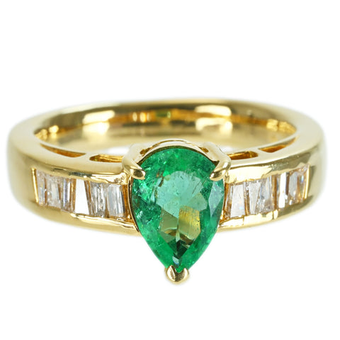 【中古】K18YG EMERALD RING エメラルドリング E1.05ct D0.50ct 7.0g #14