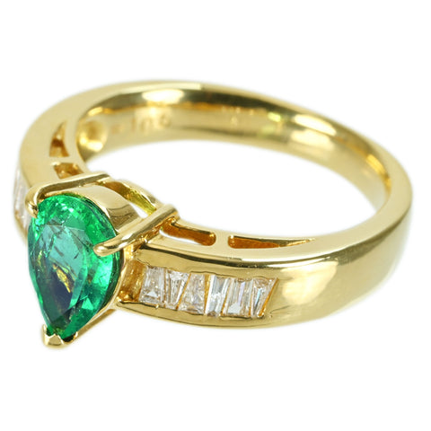 【中古】K18YG EMERALD RING エメラルドリング E1.05ct D0.50ct 7.0g #14